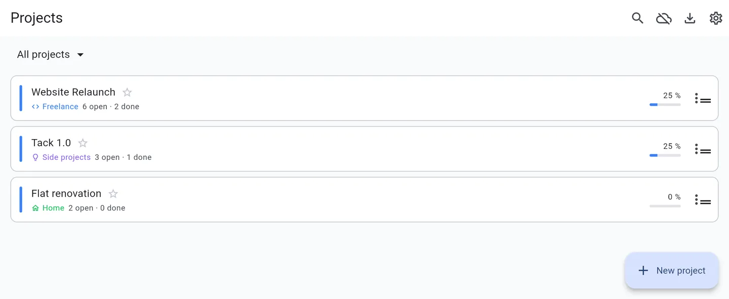 Projects, grouped your way
